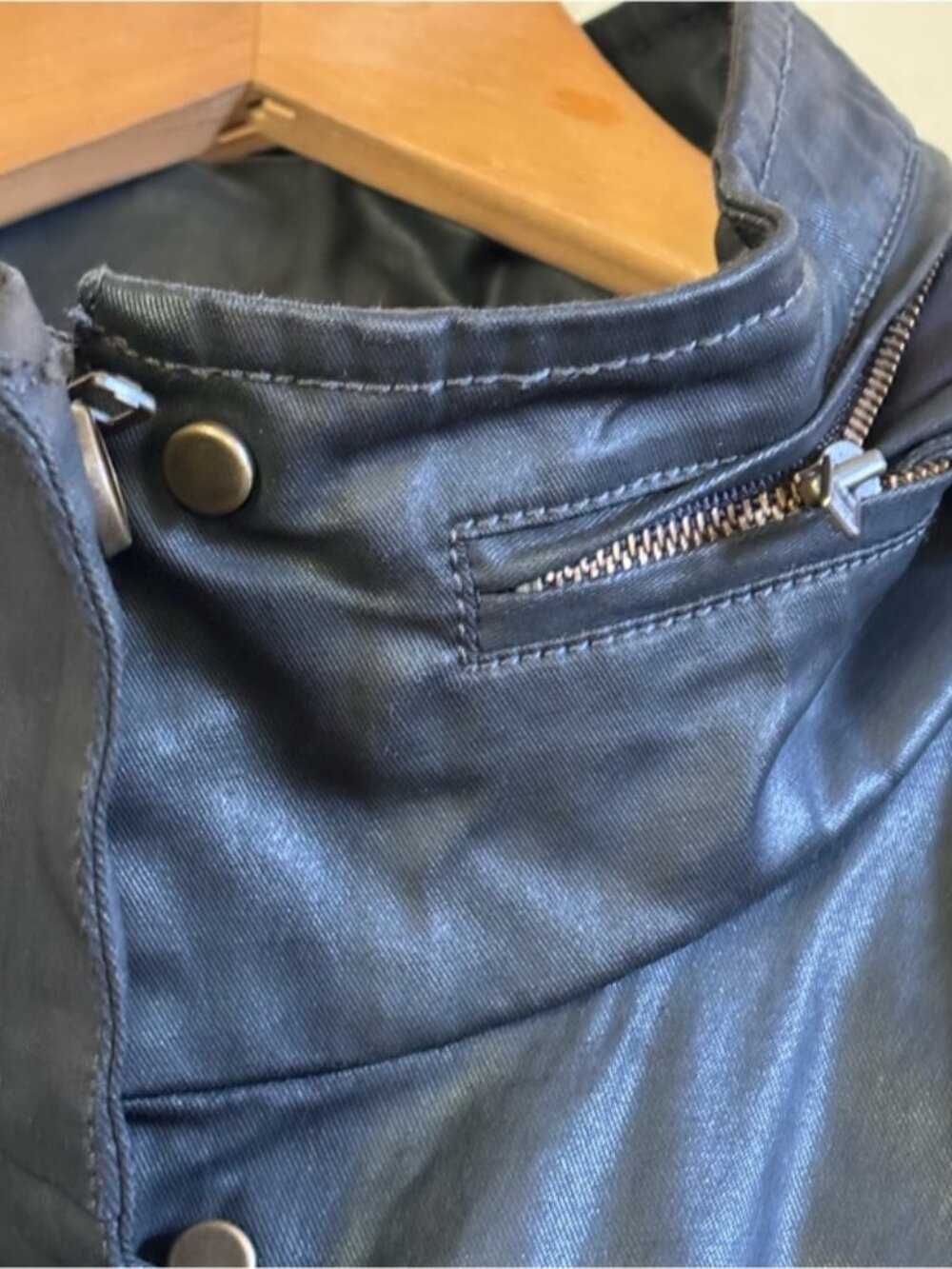 [New] Eileen Fisher (M) Black Waxed Organic Cotton Stretch Twill Hooded Jacket - Picture 7 of 12